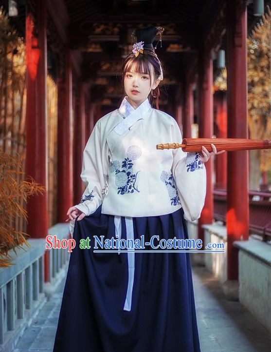 Chinese Traditional Oriental Dress Hanfu Clothing Asian Dresses Fashion Cheongsam Dress China Clothing and Hair Jewelry for Women