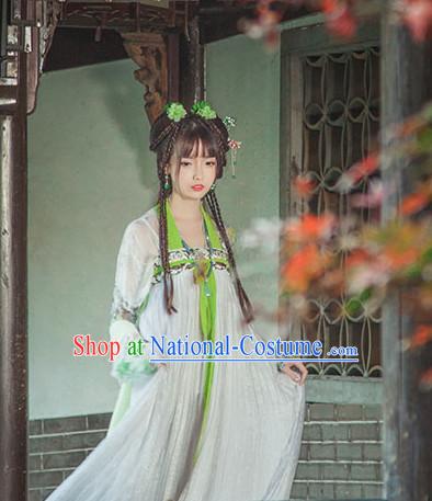 Chinese Traditional Oriental Dress Hanfu Clothing Asian Dresses Fashion Cheongsam Dress China Clothing and Hair Jewelry for Women