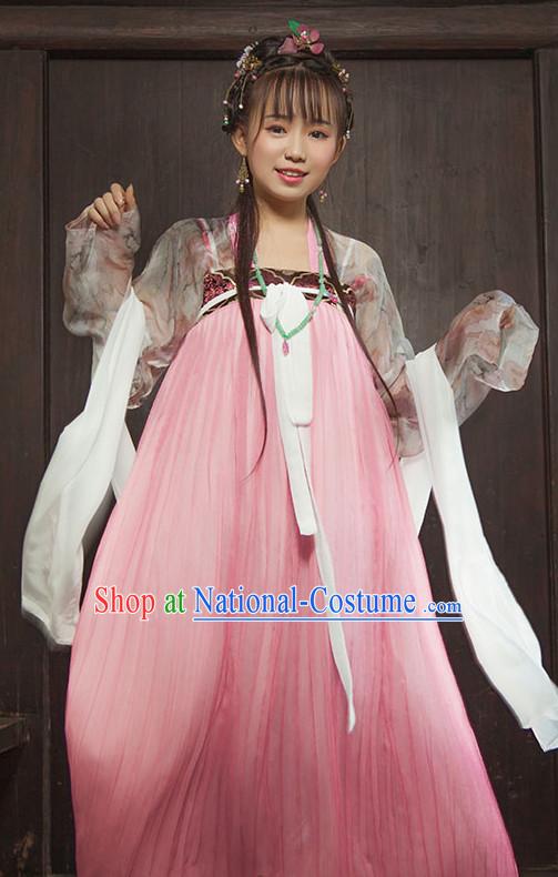 Chinese Traditional Oriental Dress Hanfu Clothing Asian Dresses Fashion Cheongsam Dress China Clothing and Hair Jewelry for Women