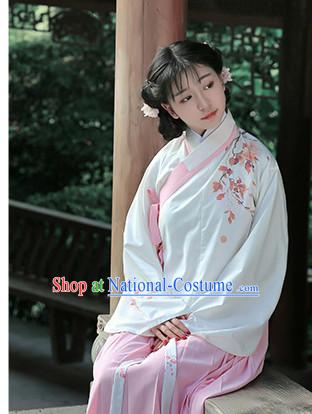 Chinese Traditional Dress Hanfu Costume China Kimono Robe Ancient Chinese Clothing National Costumes Gown Wear and Head Jewelry for Women Girls