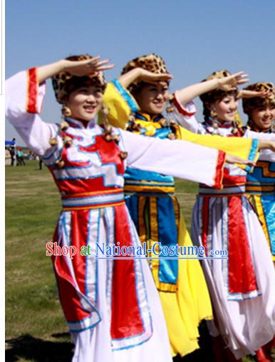 Chinese Folk Dance Ethnic Dresses Traditional Wear Clothing Cultural Dancing Costume Complete Set for Women