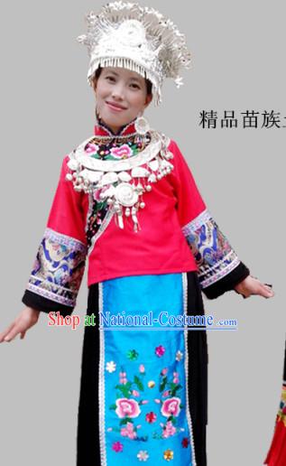 Chinese Folk Dance Ethnic Dresses Traditional Wear Clothing Cultural Dancing Costume Complete Set for Women