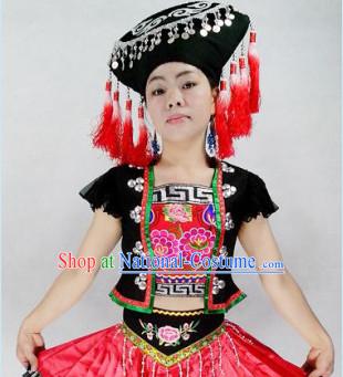 Chinese Folk Dance Ethnic Dresses Traditional Wear Clothing Cultural Dancing Costume Complete Set for Women