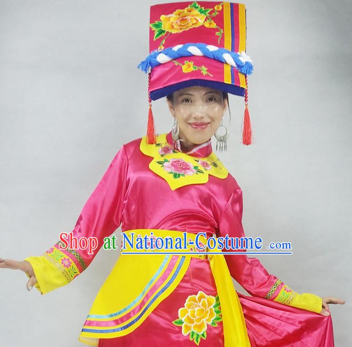 Chinese People Folk Dance Ethnic Dresses Traditional Wear Clothing Cultural Dancing Costume Complete Sets for Women