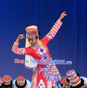 Chinese People Folk Dance Ethnic Dresses Traditional Wear Clothing Cultural Dancing Costume Complete Sets for Women