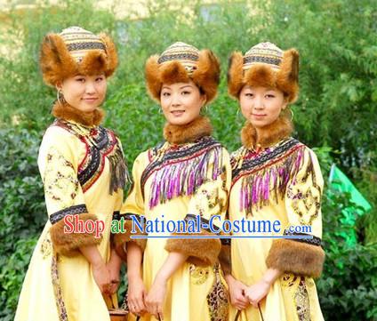 Chinese People Folk Dance Ethnic Dresses Traditional Wear Clothing Cultural Dancing Costume Complete Sets for Women