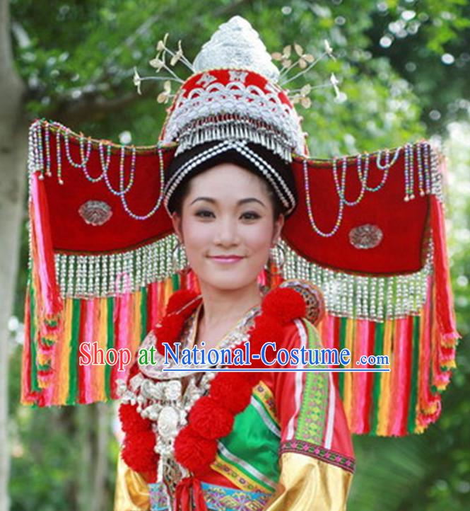 Chinese Ethnic Handmade Silver Hat for Women