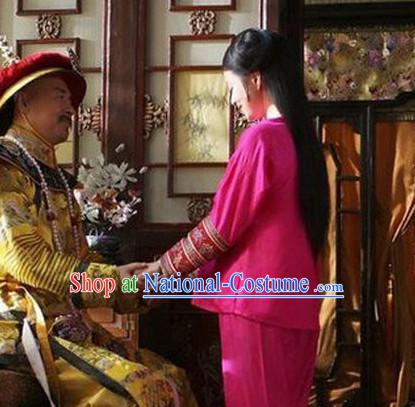 Qing Dynasty Emperor s Concubine Inside Clothing Embroidered Pajamas Complete Set for Women