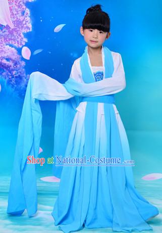 Ancient Chinese Water Sleeves Classical Group Dancer Costumes Complete Set for Kids