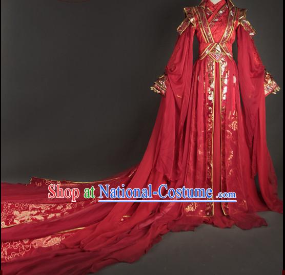 Chinese Women Traditional Royal Empress Wedding Dress Cheongsam Ancient Chinese Imperial Clothing Cultural Bridal Robes Complete Set