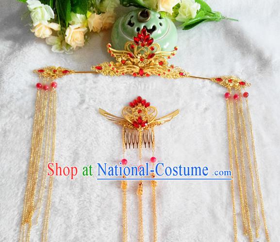 Princess Hanfu Hair Accessories Headpiece Headdress Phoenix Crown Hair Decoration Head Hairpin Accessories Comb Wedding Headwear Hair Accessorie Head Dress