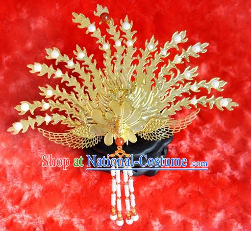 Princess Hanfu Hair Accessories Headpiece Headdress Phoenix Crown Hair Decoration Head Hairpin Accessories Comb Wedding Headwear Hair Accessorie Head Dress