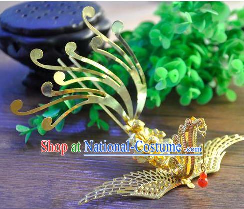 Princess Hanfu Hair Accessories Headpiece Headdress Phoenix Crown Hair Decoration Head Hairpin Accessories Comb Wedding Headwear Hair Accessorie Head Dress