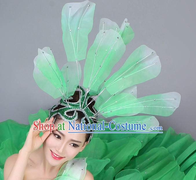 Green Chinese Dance Hair Accessories Headpiece Headdress Phoenix Crown Hair Decoration Head Hairpin Accessories Comb Wedding Headwear Hair Accessorie Head Dress