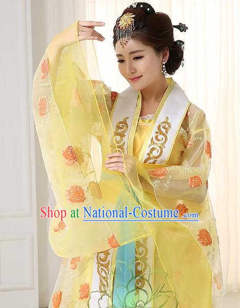 Traditional Chinese Stage Dancing Costume Chinese Classical Dance Costumes and Headpieces Complete Set for Women