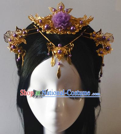 Chinese Classic Lady Fairy Headwear Crowns Hats Headpiece Hair Accessories Jewelry Set