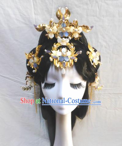 Chinese Classic Lady Princess Fairy Headwear Crowns Hats Headpiece Hair Accessories Jewelry Set