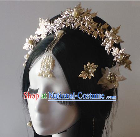 Chinese Classic Lady Princess Fairy Headwear Crowns Hats Headpiece Hair Accessories Jewelry Set