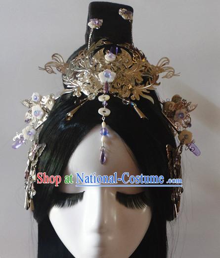 Chinese Classic Lady Princess Fairy Headwear Crowns Hats Headpiece Hair Accessories Jewelry Set