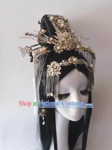 Chinese Classic Princess Wigs and Headwear Crowns Hats Headpiece Hair Accessories Jewelry Set