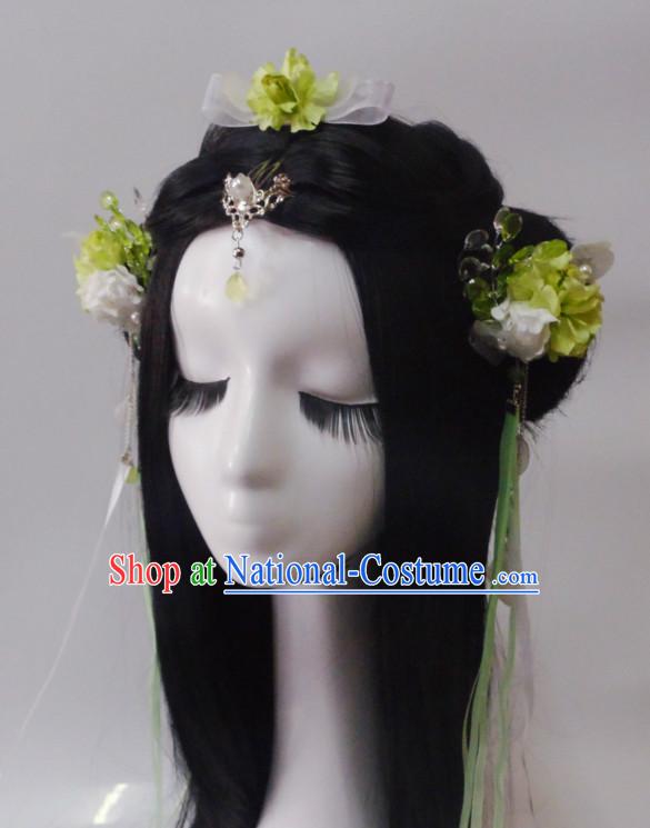 Chinese Classic Princess Wigs and Headwear Crowns Hats Headpiece Hair Accessories Jewelry Set