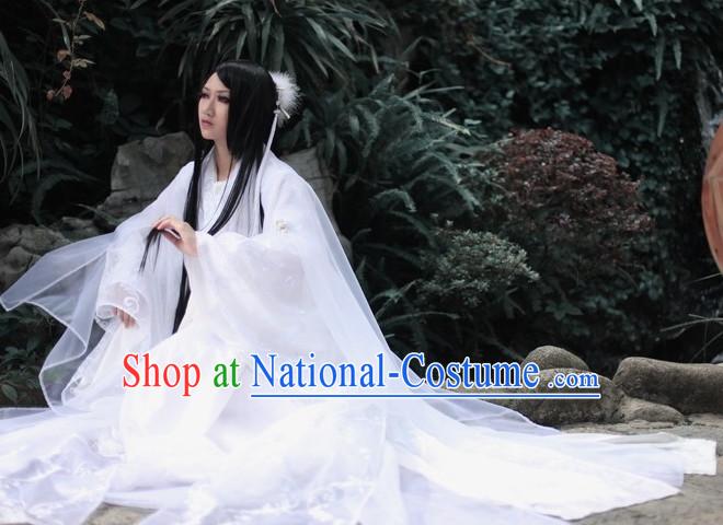 Top Chinese Ancient Costumes Theater and Reenactment Costumes and Headgear Complete Set for Women