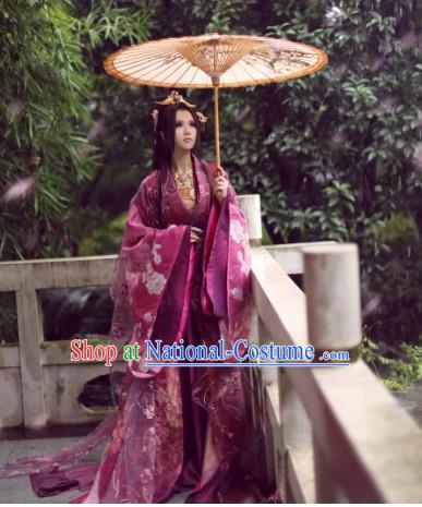 Top Chinese Ancient Costumes Theater and Reenactment Costumes and Headgear Complete Set for Women