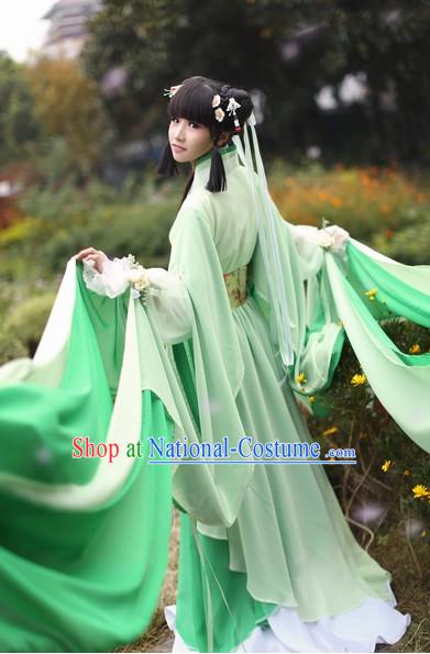 Top Chinese Ancient Costumes Theater and Reenactment Costumes and Headgear Complete Set for Women