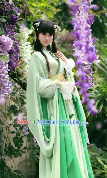 Top Chinese Ancient Costumes Theater and Reenactment Costumes and Headgear Complete Set for Women