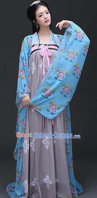 Chinese Tang Dynasty Women Clothing and Hair Ornaments Complete Set