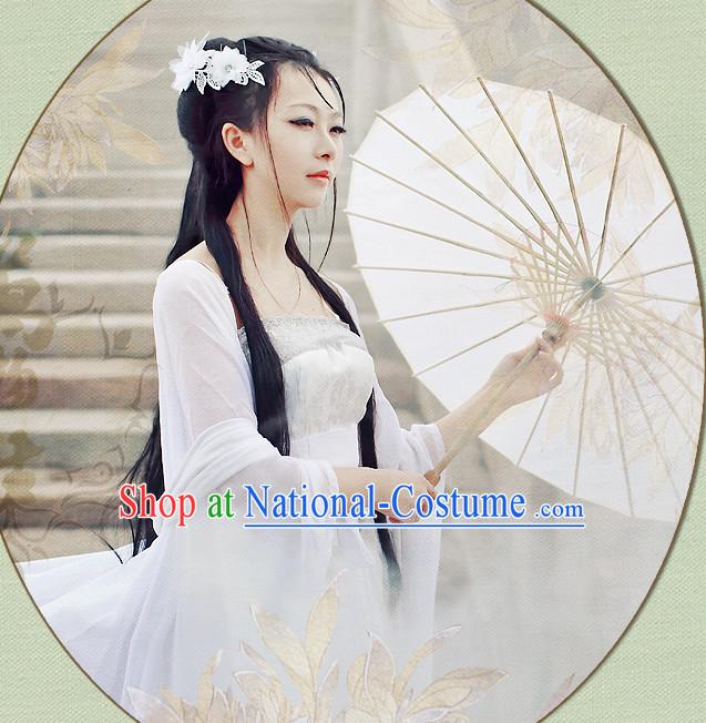 Chinese White Hanfu Fairy Robe Clothing Handmade Bjd Dress Opera Costume Drama Costumes Complete Set