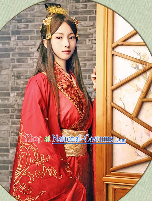 Chinese Red Hanfu Fairy Robe Clothing Handmade Bjd Dress Opera Costume Drama Costumes Complete Set