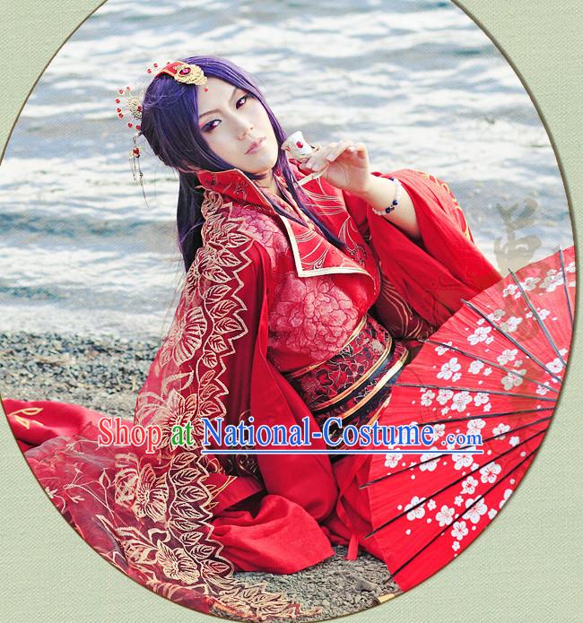 Chinese Red Hanfu Noblewoman Robe Clothing Handmade Bjd Dress Opera Costume Drama Costumes Complete Set