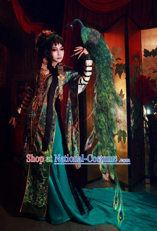 Chinese Women Peacock Empress Hanbok Kimono Stage Opera Costume Dresses Costume Ancient Cosplay Complete Set