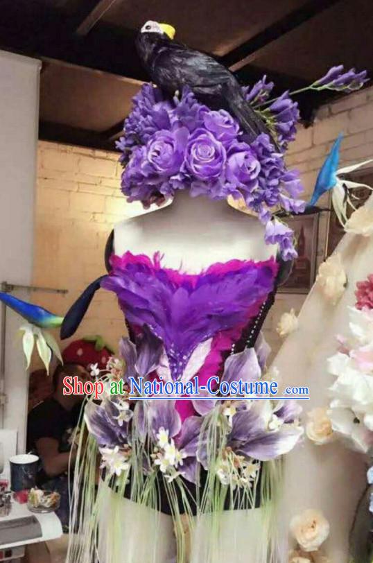 Parade Quality Feather Dance Costumes Popular Ostrich Feathers Fancy Bird Costume Stage Costumes Angel Wings Costume Complete Set