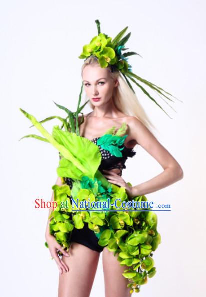 Parade Quality Forest Dance Costumes Popular Ostrich Feathers Fancy Costume Angel Wings Costume Complete Set