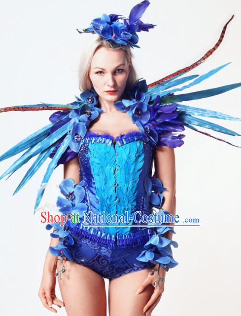 Parade Quality Forest Dance Costumes Popular Ostrich Feathers Fancy Costume Stage Costumes Angel Wings Costume Complete Set