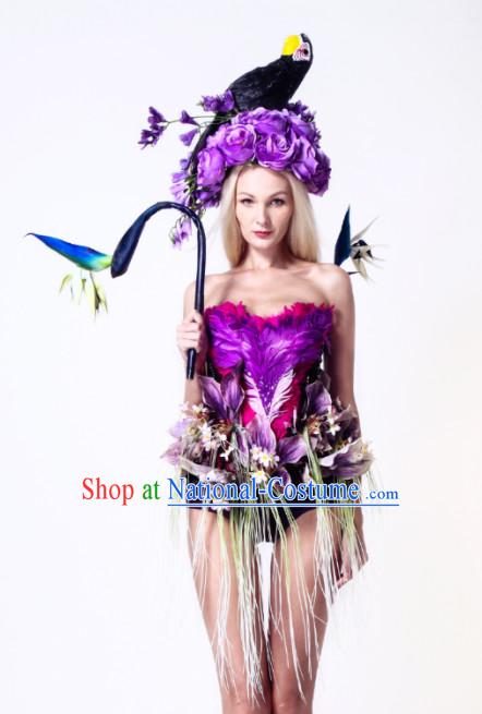 Parade Quality Forest Dance Costumes Popular Ostrich Feathers Fancy Costume Angel Wings Costume Complete Set