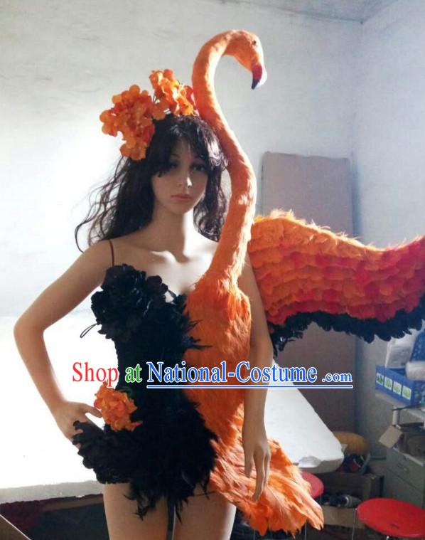 Parade Quality Forest Dance Costumes Popular Ostrich Feathers Fancy Bird Costume Stage Costumes Angel Wings Costume Complete Set