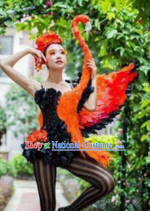 Parade Quality Forest Dance Costumes Popular Ostrich Feathers Fancy Bird Costume Stage Costumes Angel Wings Costume Complete Set