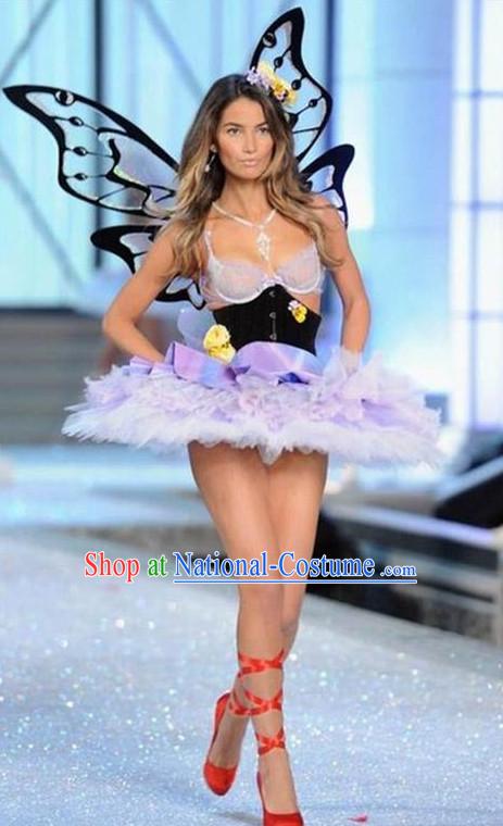 Model Feather Butterfly Dance Costumes Popular Ostrich Feathers Fancy Costume Stage Drama Costumes Angel Wings Parade Costume Complete Set