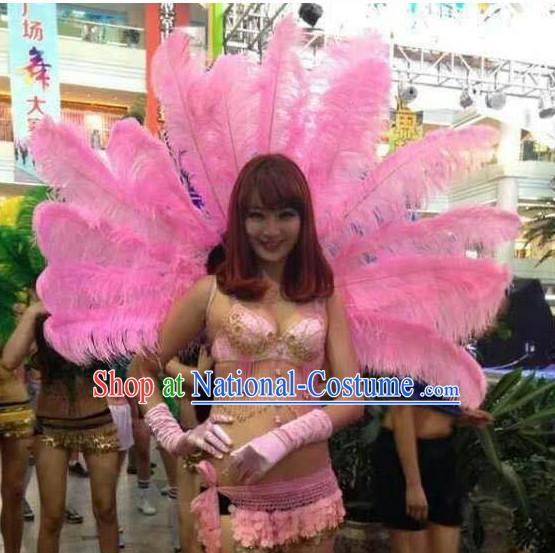 Model Feather Butterfly Dance Costumes Popular Ostrich Feathers Fancy Costume Stage Drama Costumes Angel Wings Parade Costume Complete Set