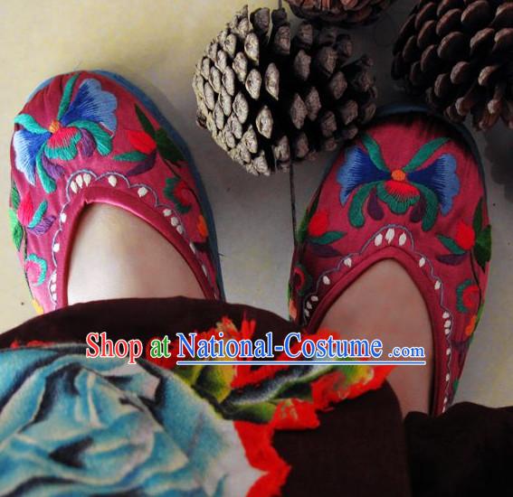 Chinese Handmade Embroidered Shoes Wedding Shoes Kung Fu Wushu Shoes Womens Shoes Opera Shoes Hanfu Shoes Dance Shoes