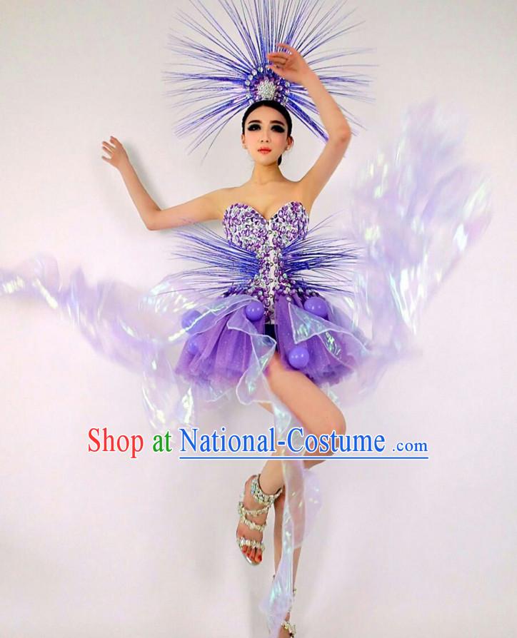 Parade Quality Feather Dance Costumes Popular Ostrich Feathers Fancy Costume Costume Angel Wings Costume Complete Set