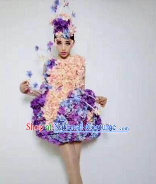 Parade Quality Flower Dance Costumes Popular Ostrich Feathers Fancy Costume Angel Wings Costume Complete Set