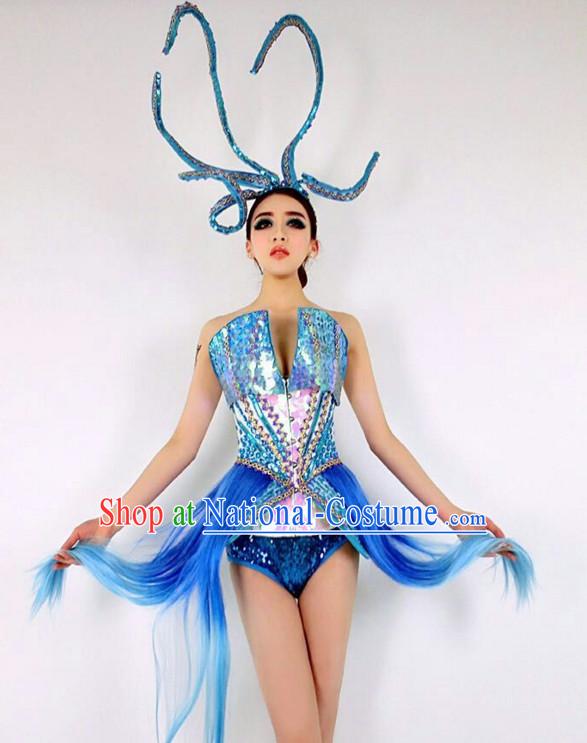 Parade Quality Feather Dance Costumes Popular Ostrich Feathers Fancy Costume Angel Wings Costume Complete Set