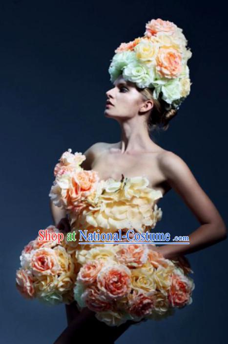 Parade Quality Flower Dance Costumes Popular Ostrich Feathers Fancy Costume Angel Wings Costume Complete Set