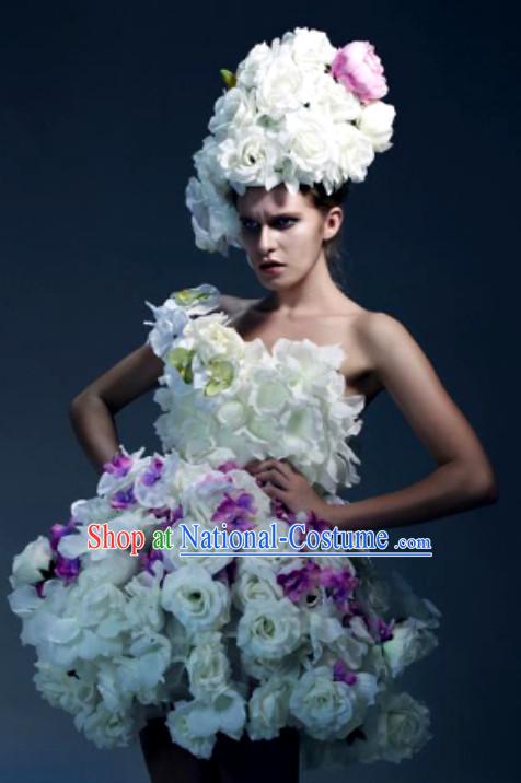 Parade Quality Flower Dance Costumes Popular Ostrich Feathers Fancy Costume Angel Wings Costume Complete Set