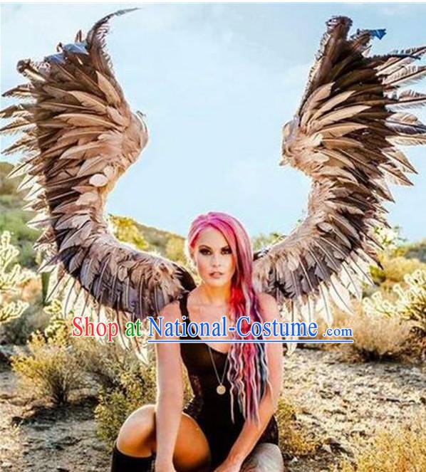 Parade Quality Peacock Feather Dance Costumes Popular Ostrich Feathers Fancy Costume Angel Wings Costume Complete Set