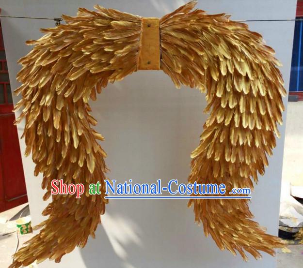 Parade Quality Peacock Feather Dance Costumes Popular Ostrich Feathers Fancy Costume Angel Wings Costume Complete Set